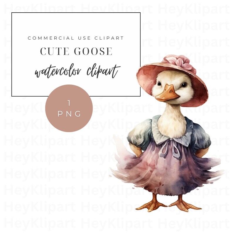 Watercolor Goose Clipart - Cute Goose Mother - 1 Single PNG Image ...