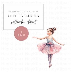 Clipart della ballerina dell’acquerello, 1 singola immagine PNG, arte da parete della piccola ballerina, clipart di balletto rosa antico, download digitale