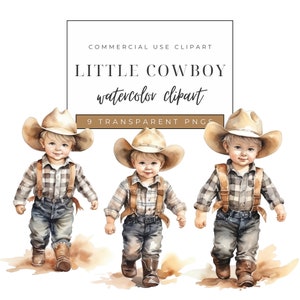 Cute Cowboy Clipart, Baby Cowboy PNG, Wild West Clipart, Baby Western Clipart, Desert Clipart, Watercolor Clipart, High Quality