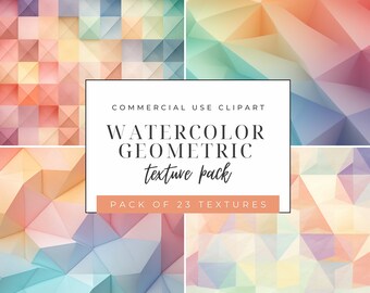 Watercolor Geometric Clipart: Abstract Shapes, Digital Paper (JPEG)