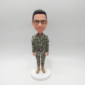 Custom Military Uniform Bobblehead Personalized from Photo – Army Style Figurine Gift for Soldiers and Veterans Keepsake