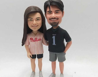 Anpassade sportparfigurer - Personliga baseboll- och fotbollsfan-bobbleheads för årsdagar