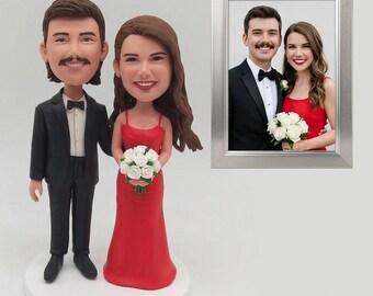Custom Couple Bobblehead Cake Topper from Photo Romantic Wedding Figurine Keepsake Bridal Shower Gift