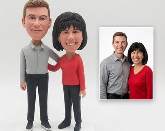 Custom Anniversary Gift Couple Bobblehead for Husband Wife Personalized Handmade Keepsake Wedding Figurine