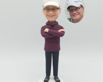 Custom Bobblehead from Photo, Men Clay Figurine, Casual Style