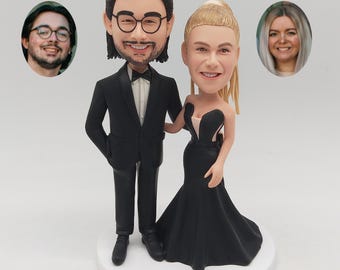 Couple Bobblehead, Custom Figurine from Photo, Tuxedo Gown Keepsake