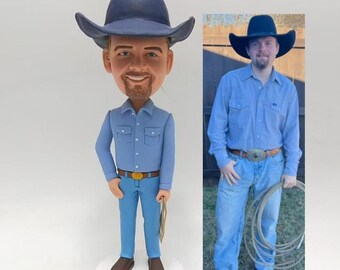 Custom Cowboy Bobblehead - Personalized Figurine for Dads, Unique Birthday or Father's Day Gift