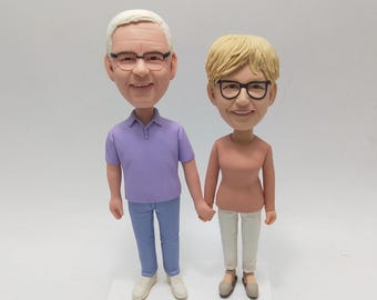 Custom Bobblehead Anniversary Gift, Personalized Couple Figurine for 50th Anniversary