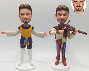 Couple Performer Bobblehead, Custom Figurine from Photo, with Violin