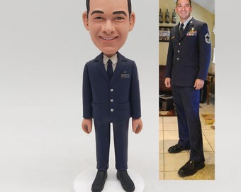 Air Force Officer Bobblehead, Custom Military Dress Uniform Figurine from Photo