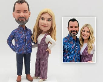 Custom Couple Bobblehead, Personalized Husband Wife Gift, Handmade Anniversary Keepsake, Romantic Figurine for Couples