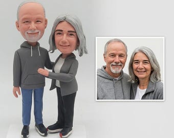 Custom Senior Couple Bobblehead, Personalized 50th Anniversary Gift, Handmade Parents Keepsake Figurine for Grandparents
