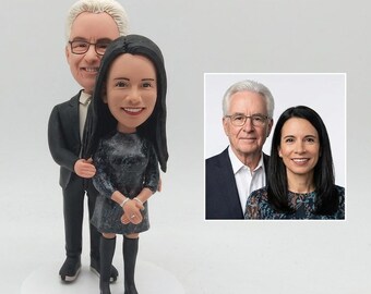 Personalized Anniversary Couple Bobblehead Keepsake, Meaningful Gift for Parents, Husband Wife Figurine, Handmade Home-Display