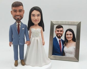 Personalized Wedding Bobblehead Figurine from Photo Handcrafted Bride-and-Groom Cake Topper Anniversary Keepsake Decorative Sculpture