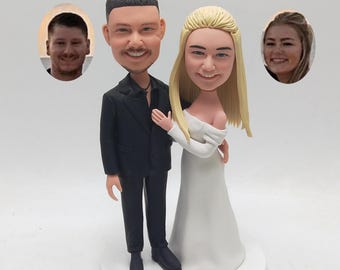 Custom Wedding Bobbleheads, Personalized Bride Groom Figurine, Unique Couple Keepsake, Elegant Cake Decor Gift