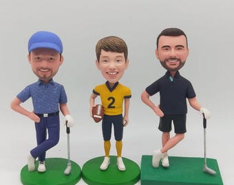 Custom Dad and Son Bobblehead Family Sports Keepsake Gift for Father Desk Display Decor