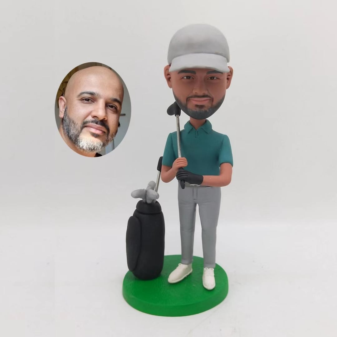Grey Shirt Golfer Custom Bobbleheads Gifts for Him main image 1