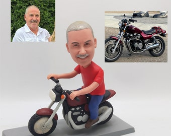 Custom Bobblehead on Motorcycle, Personalized Groomsmen or Father’s Gift for Moto Lovers