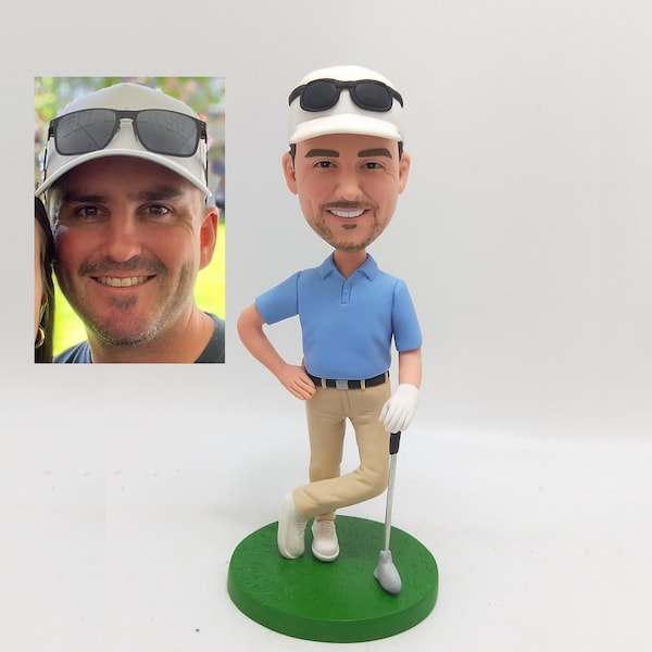 Bobblehead da golf personalizzati - Statuette personalizzate di papà e capo, regalo di Natale per gli appassionati di golf