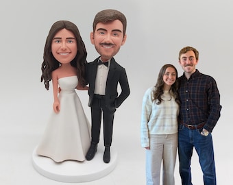 Personalized Wedding Bobblehead Custom Couple Cake Topper Elegant Bride Groom Keepsake Anniversary Gift Decor