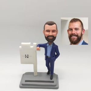 Porta-cartões de visita personalizado com bonecos, porta-cartões de visita personalizado com bonecos, presentes para agentes imobiliários, topo de bolo para agentes imobiliários