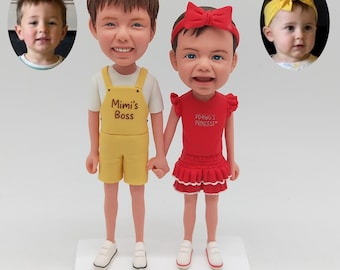 Kids Couple Bobblehead, Custom Children Figurine from Photo, Boy and Girl Set