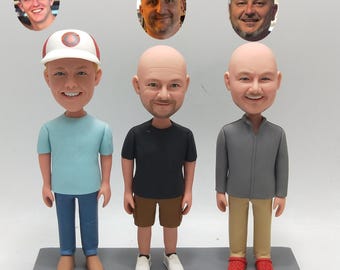 Custom 3 Person Bobblehead Gift, Personalized Men Figurine, Retirement Keepsake, Friends Desk Decor Statue