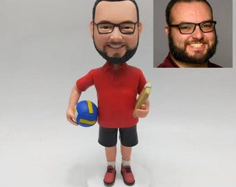 Figura coleccionable personalizada de jugador de voleibol, figura deportiva personalizada, regalo para amantes del voleibol