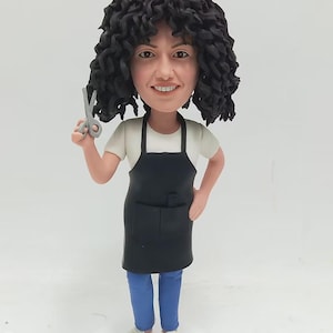 Custom Hairdresser Bobblehead Personalized Stylist Figurine with Scissors Unique Gift for Salon Owners Birthday Christmas Keepsake