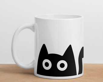 Ceramic cat mug gift idea, free delivery, printed on both sides for little cat lovers