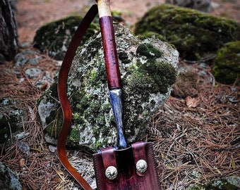 Handforged Bushcraft Shovel: Heavy Duty Survival Tool with Leather Sheath