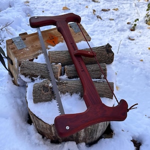 Paduak Wood Bow Saw: Bushcraft Frame Saw with Canvas Case