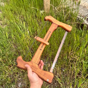 Handmade Iroko Wood Buck Saw: Bushcraft Camping Tool