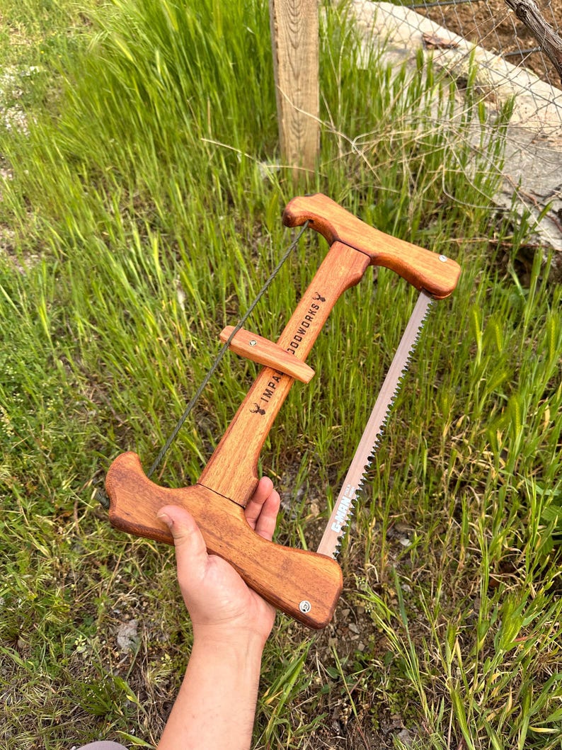 Traditional Scandinavian bow saw, entirely handcrafted