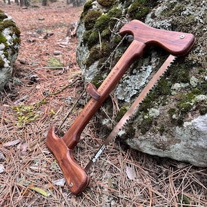 American Walnut Bow Saw: Bushcraft Camping Saw with Canvas Case