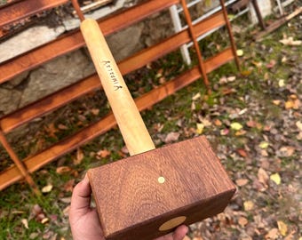 Wooden Handmade Woodworking Mallet, Well-balanced Mallet 1.5 lb. Ergonomic Ash Handle, Beginners Tool