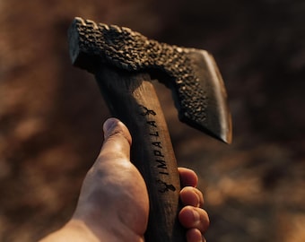 Handforged Bushcraft Axe: Viking Bearded Axe with Leather Sheath