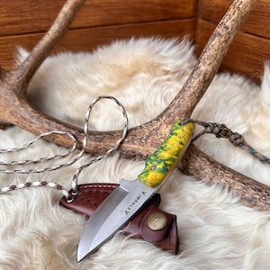 Handmade N690 Steel Mini Neck Knife with Leather Sheath
