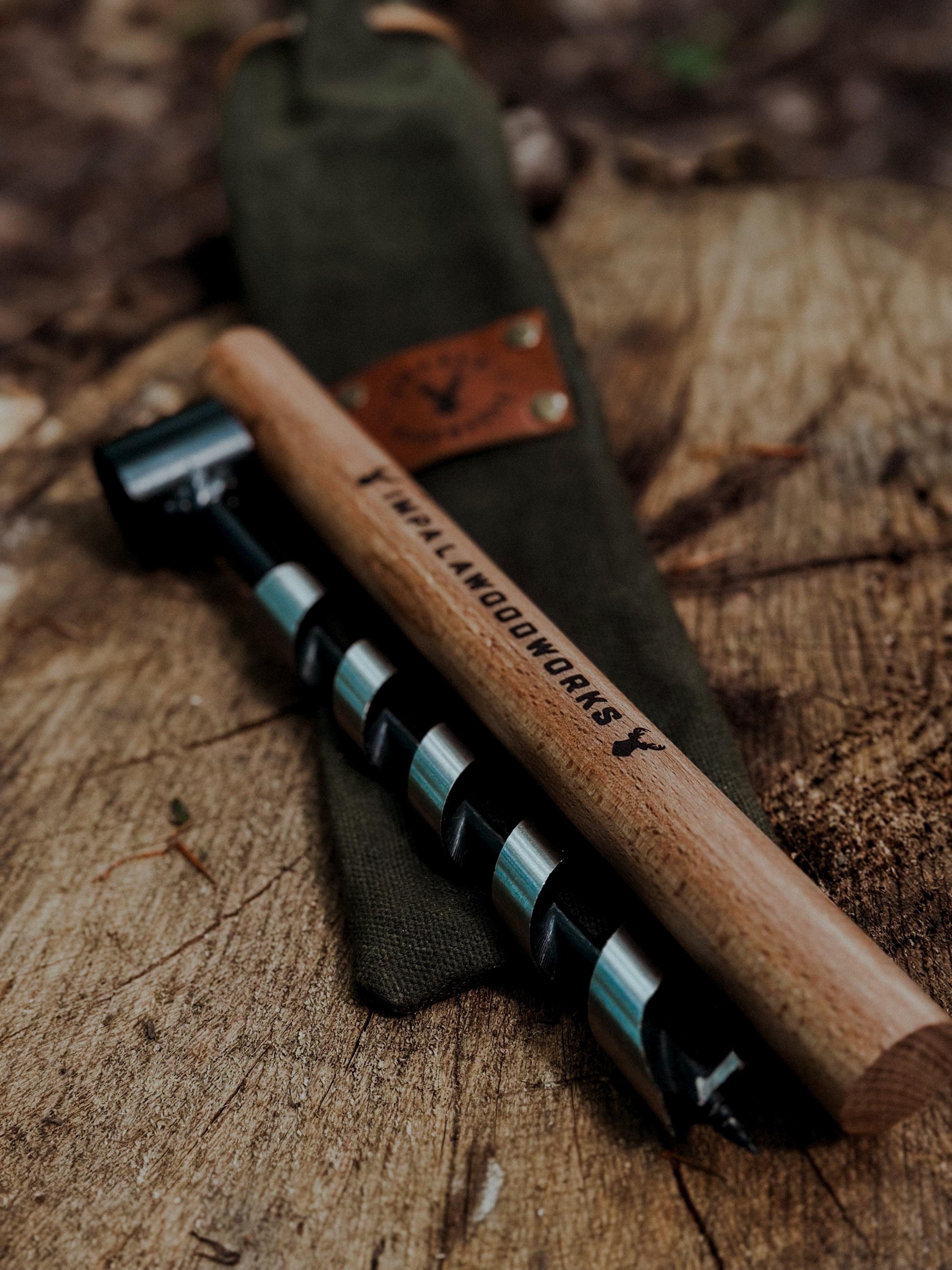 Scotch Eyed Auger,Bushcraft, Bushcraft Auger,Auger with Beewaxed Canvas Case,Bushcraft,Bushcraft Tools,Woodsman Gift,Father's Day Gift