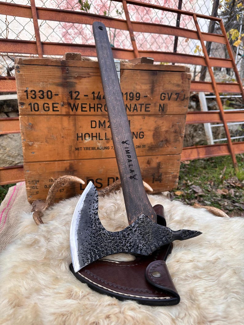 Bushcraft axe, Forest Axe, Hiking Axe, Forest Hatchet, Axe from 52100 High Carbon Steel, Dad Gifts