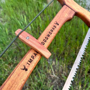 Buck saw with beautiful patterns of iroko wood