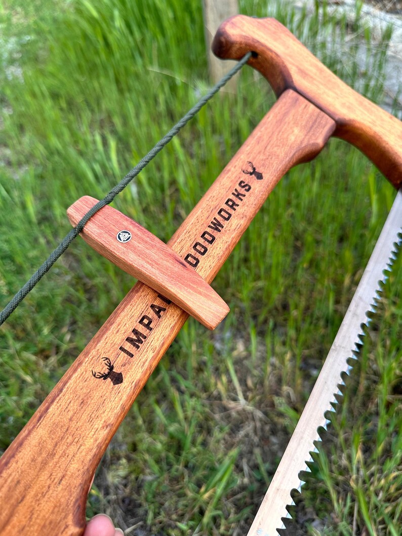 Buck saw with beautiful patterns of iroko wood