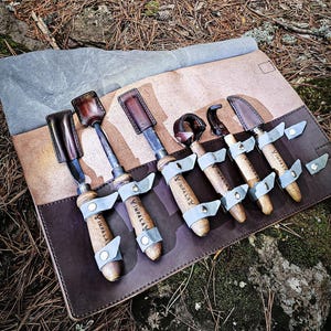 Handforged Carving Set, Woodcarving kit with Leather Sheath,Premium Quality Carving Set,Carving Knives, Wood Carving Knife, Woodcarver Gift