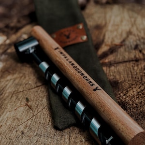 Handcrafted Bushcraft Auger Set: Scotch Eye Wood Drill with Canvas Case