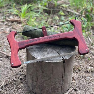 Foldable Paduak Wood Bow Saw: Swedish Steel Blade & Waxed Canvas Case