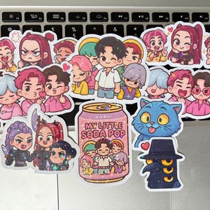 Kpop Demon Hunters Holographic Sticker Pack | My Little Soda Pop | Huntrx | Saja Boys Stickers