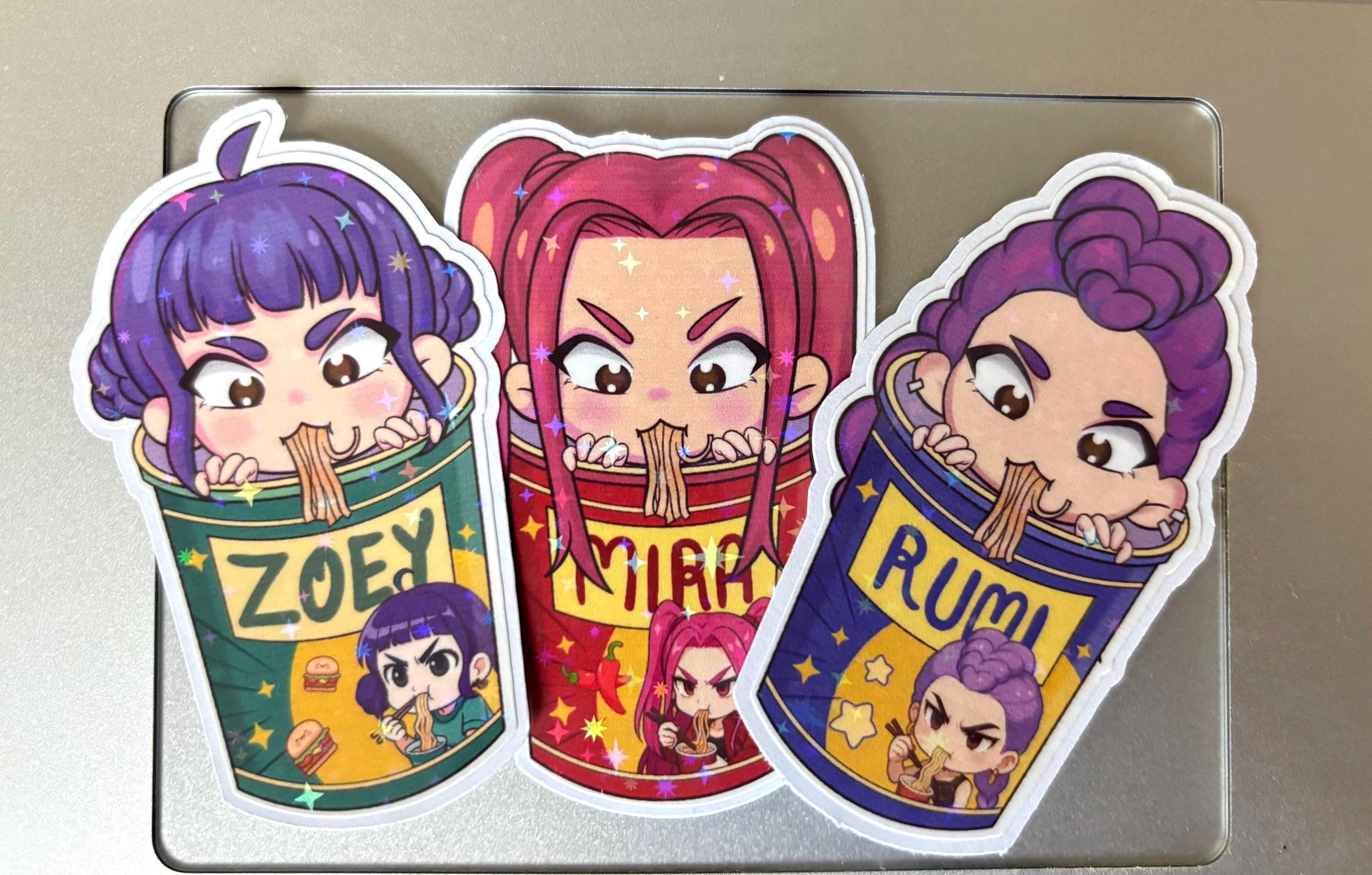Kpop Demon Hunters Holographic Stickers | Rumi Noodles | Mira