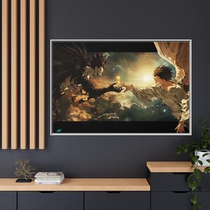 Death Note Light Yagami und Riyuk, Anime gerahmte Wanddekoration, Leinwanddruck, hochwertiges Grafikdesign, Dekoration