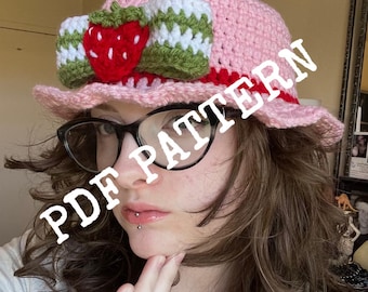 PDF PATTERN// crochet strawberry shortcake inspired hat //PATTERN