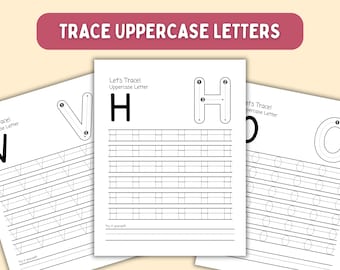 Alphabet Tracing Worksheets, Uppercase letters, Preschool Handwriting Practice Letter Tracing Worksheets 26 Letter,